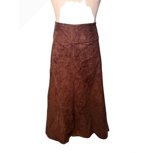 Liz Claiborne Brown Suede A-Line Midi Skirt Zipper Women's Petite 4